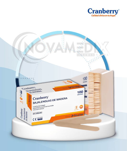 Bajalenguas Madera Cranberry Desechable Estéril Diagnóstico Oral Caja 100 Unidades - Insumos Médicos