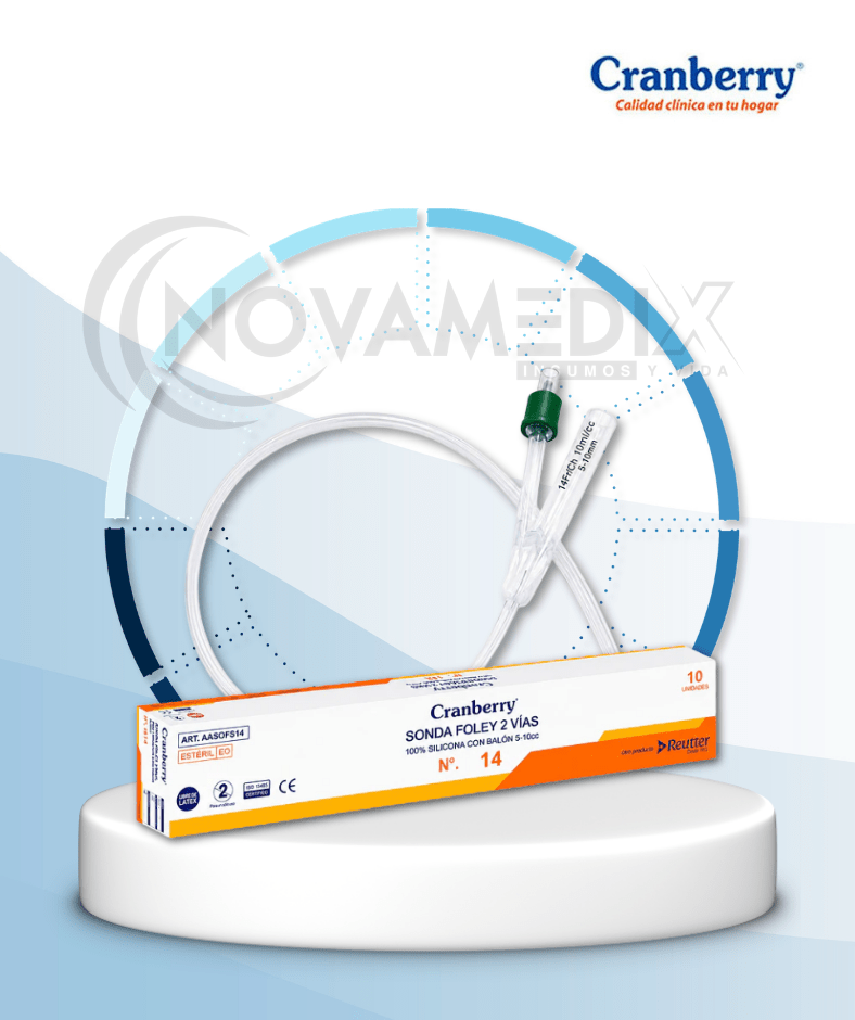 Sonda Foley Cranberry 100% Silicona 2 Vías con Balón 5–10 cc – Caja 10 Unidades - Sonda Foley de silicona